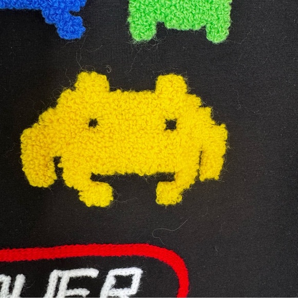 BKYS PacMan Game Over Chenille Graphic on Cotton T Short Black Size M - Picture 7 of 10